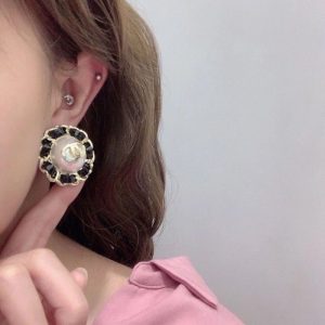 Replica Designer Chanel Women Fashion Exaggerated Double C Woven Leather Earrings