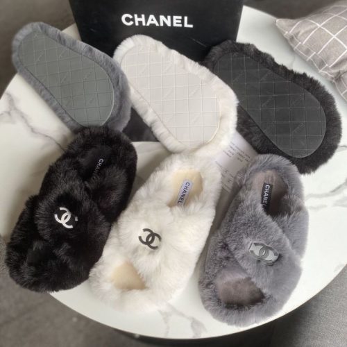 Replica Designer Chanel Women Fashion Fur Double C Letters Slippers