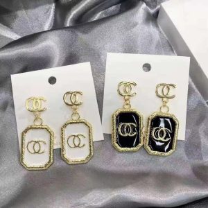 Replica Designer Chanel Women Fashion Geometric Square Double C Earrings