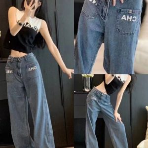 Replica Designer Chanel Women Fashion High Waist Straight Jeans