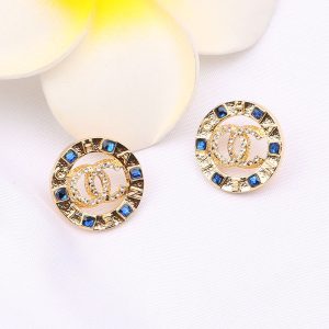 Replica Designer Chanel Women Fashion Inlaid Zircon Circle Hollow Retro Earrings