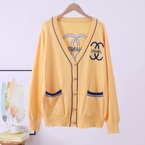 Replica Designer Chanel Women Fashion Knitted Long-Sleeved Soft Cardigan