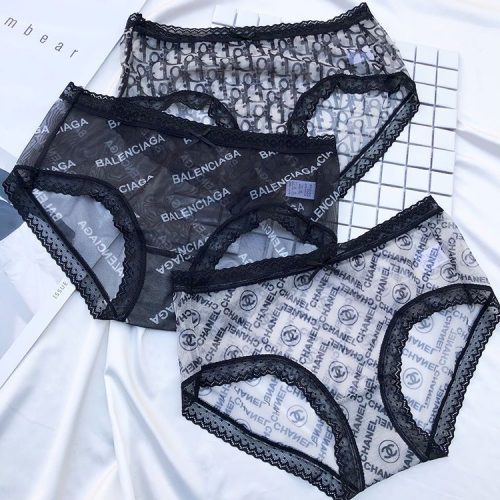 Replica Designer Chanel Women Fashion Lace Mesh Breathable Panties