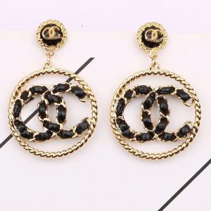 Replica Designer Chanel Women Fashion Leather Rope Braided Earrings