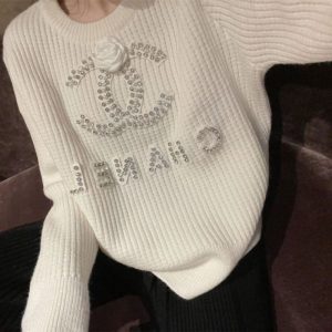 Replica Designer Chanel Women Fashion Letters Beaded Knitted Sweaters