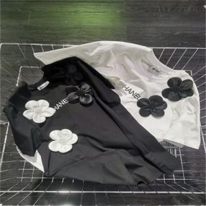 Replica Designer Chanel Women Fashion Letters Printing Floral T-Shirt