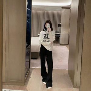 Replica Designer Chanel Women Fashion Letters Rhinestone Bow Decoration Pullover Sweater