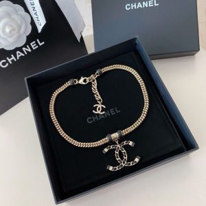 Replica Designer Chanel Women Fashion Lingge Black Double C Necklace