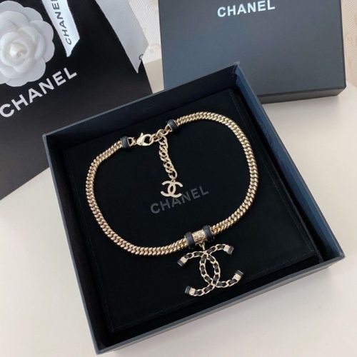 Replica Designer Chanel Women Fashion Lingge Black Double C Necklace