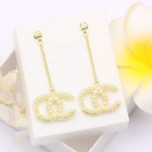 Replica Designer Chanel Women Fashion Long Double-Sided Pearl Tassel Personalized Earrings