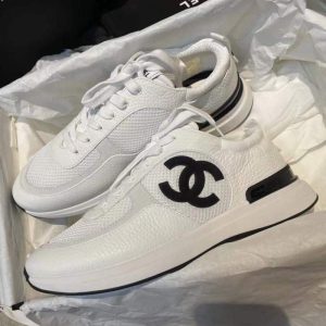 Replica Designer Chanel Women Fashion Mesh Leather Thick-Soled Sneakers