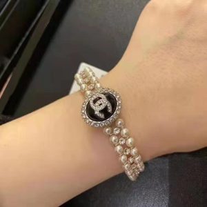 Replica Designer Chanel Women Fashion Middle-Aged Double Row Pearl Bracelet