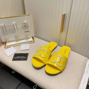 Replica Designer Chanel Women Fashion Pearl Flat Slippers