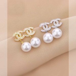 Replica Designer Chanel Women Fashion Pearl Rhinestone Earrings