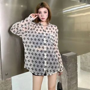 Replica Designer Chanel Women Fashion Printing Long Sleeve Shirt