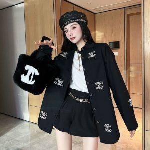 Replica Designer Chanel Women Fashion Printing Mid-Length Loose Jacket
