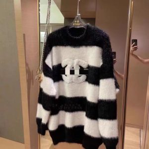 Replica Designer Chanel Women Fashion Pullover Stripe Fur Sweater