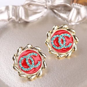 Replica Designer Chanel Women Fashion Rhinestone Double C Earrings