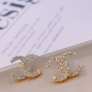 Replica Designer Chanel Women Fashion Rhinestone Double C Earrings