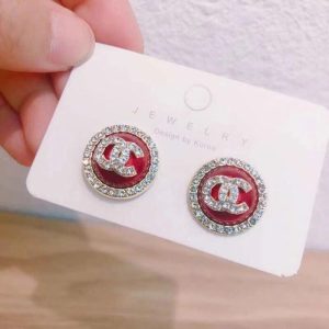 Replica Designer Chanel Women Fashion Rhinestone Double C Earrings