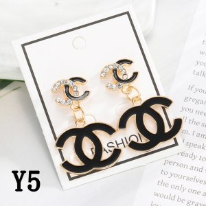 Replica Designer Chanel Women Fashion Rhinestone Double C Earrings
