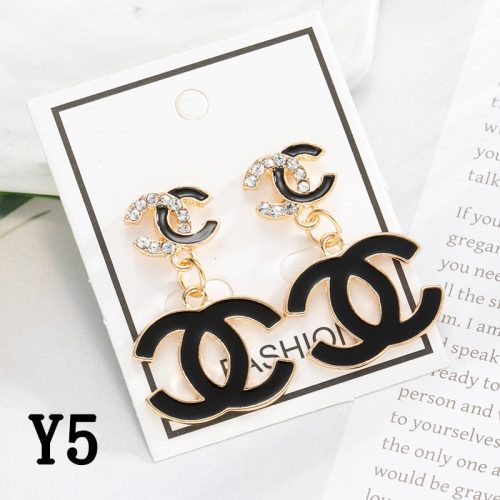 Replica Designer Chanel Women Fashion Rhinestone Double C Earrings