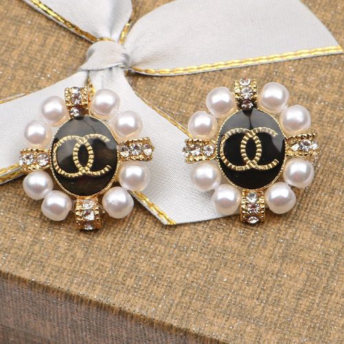 Replica Designer Chanel Women Fashion Rhinestone Pearl Earrings