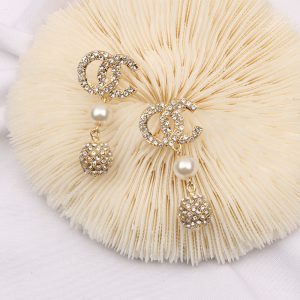 Replica Designer Chanel Women Fashion Rhinestone Pearl Earrings