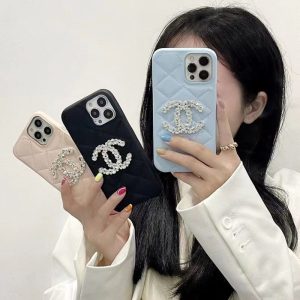 Replica Designer Chanel Women Fashion Rhinestones Apple Mobile Phone Case