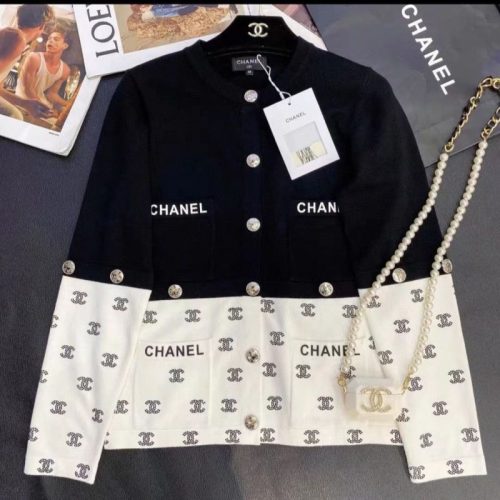 Replica Designer Chanel Women Fashion Round Neck Long Sleeve Knitted Cardigan