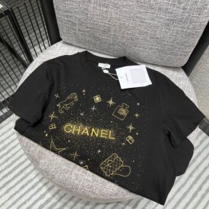 Replica Designer Chanel Women Fashion Short-Sleeved Embroidered T-Shirt