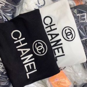 Replica Designer Chanel Women Fashion Short-SleevedEmbroidered Double C Letters T-Shirt