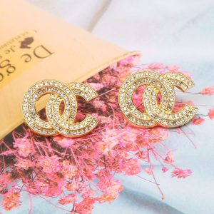 Replica Designer Chanel Women Fashion Simple Creative Rhinestone Earrings