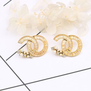 Replica Designer Chanel Women Fashion Simple Creative Rhinestone Earrings