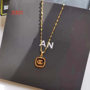Replica Designer Chanel Women Fashion Simple Letter Titanium Steel Necklace