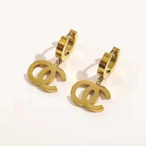 Replica Designer Chanel Women Fashion Simple Titanium Steel Hoop Earrings