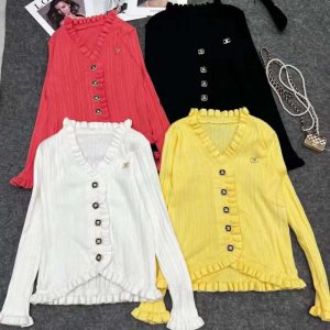 Replica Designer Chanel Women Fashion Solid Color Knitted Cardigan