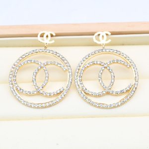Replica Designer Chanel Women Fashion Statement Rhinestone Drop Earrings
