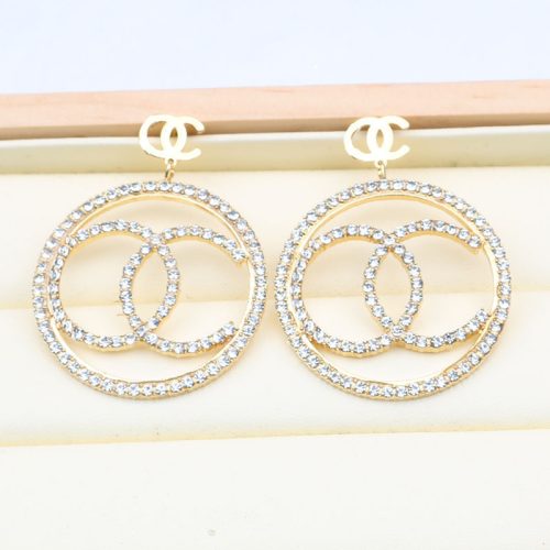 Replica Designer Chanel Women Fashion Statement Rhinestone Drop Earrings
