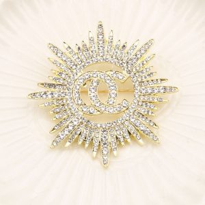 Replica Designer Chanel Women Fashion Sun Flower Rhinestone Brooch