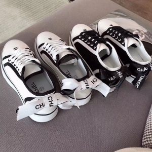 Replica Designer Chanel Women Fashion Thick Bottom Flat Canvas Sneakers