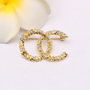 Replica Designer Chanel Women Fashion Twist Letter Rhinestone Brooch