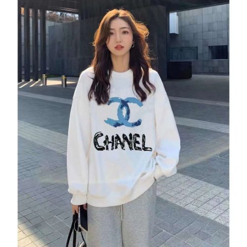 Replica Designer Chanel Women Letters Printing Long-Sleeved Round Neck Pullover Sweater