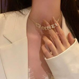 Replica Designer Chanel Women Letters Rhinestone Choker