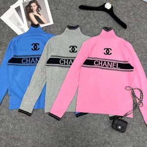 Replica Designer Chanel Women Letters Turtleneck Jacquard Sweater