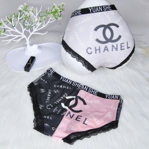 Replica Designer Chanel Women Mesh Printing Mid-Waist Breathable Panties