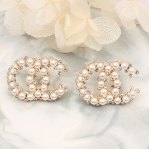 Replica Designer Chanel Women Pearl Earrings Double C Personality Earrings
