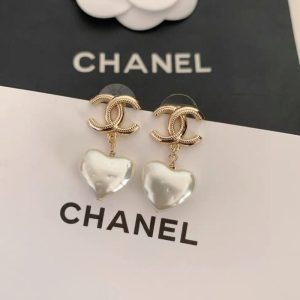 Replica Designer Chanel Women Pearl Love Pendant Earrings