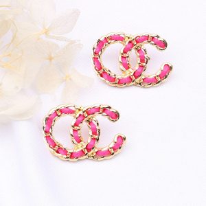 Replica Designer Chanel Women Personality Double C Braided Cowhide Multicolor Earrings