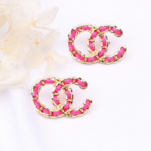 Replica Designer Chanel Women Personality Double C Braided Cowhide Multicolor Earrings